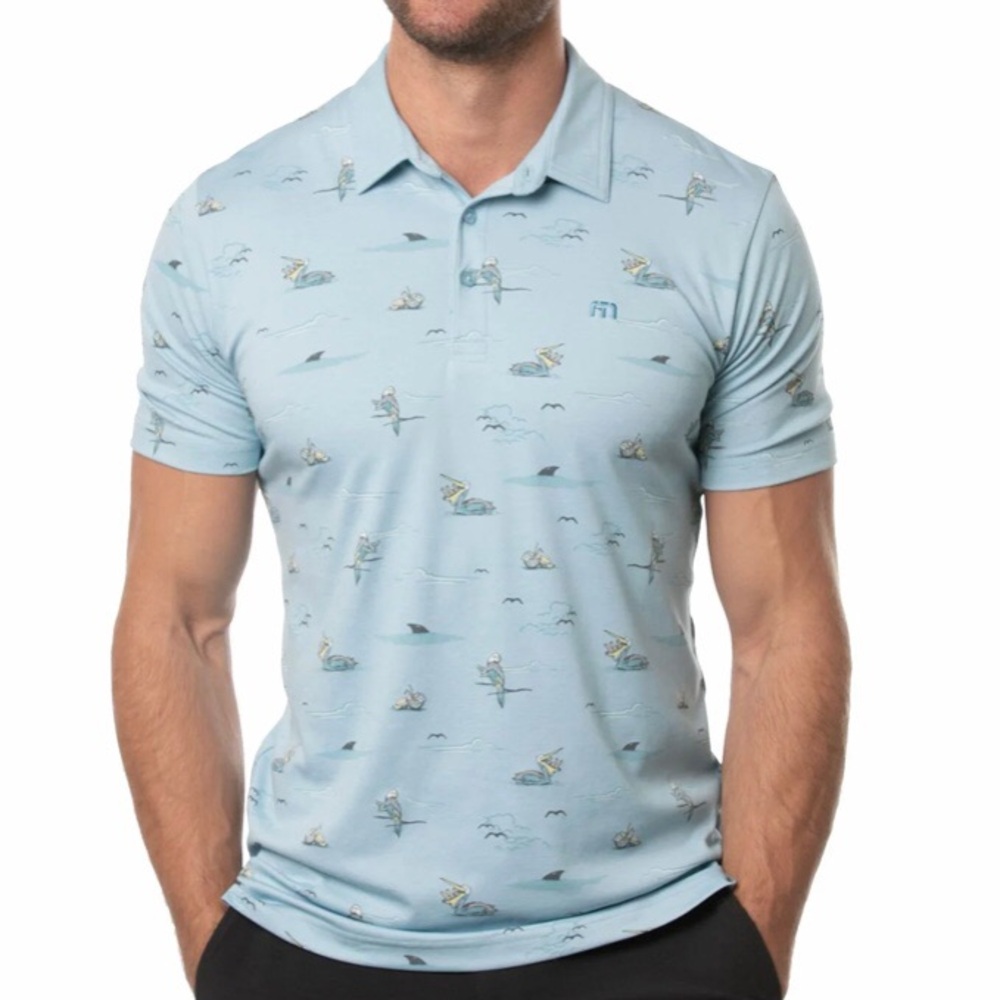 Travis Mathew Going Rogue Polo Parrot Pelican Print Performance Golf Shirt XXL